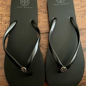 New Tory Burch Black Thin Flip Flops Size 12